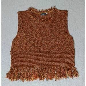 Earthbound Cropped Tank Top Womens Size Small Multicolor Crochet Tassel...